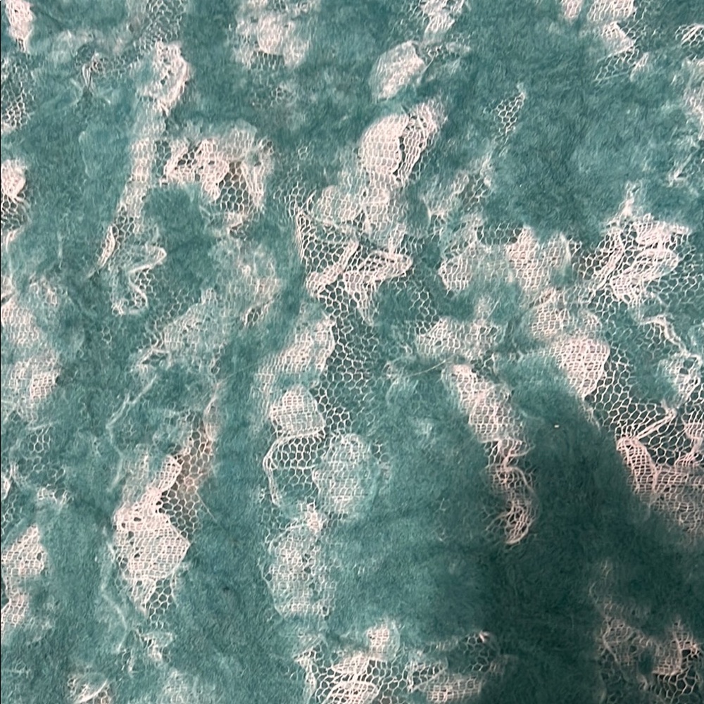 Handmade  wool Teal Fringed Scarf